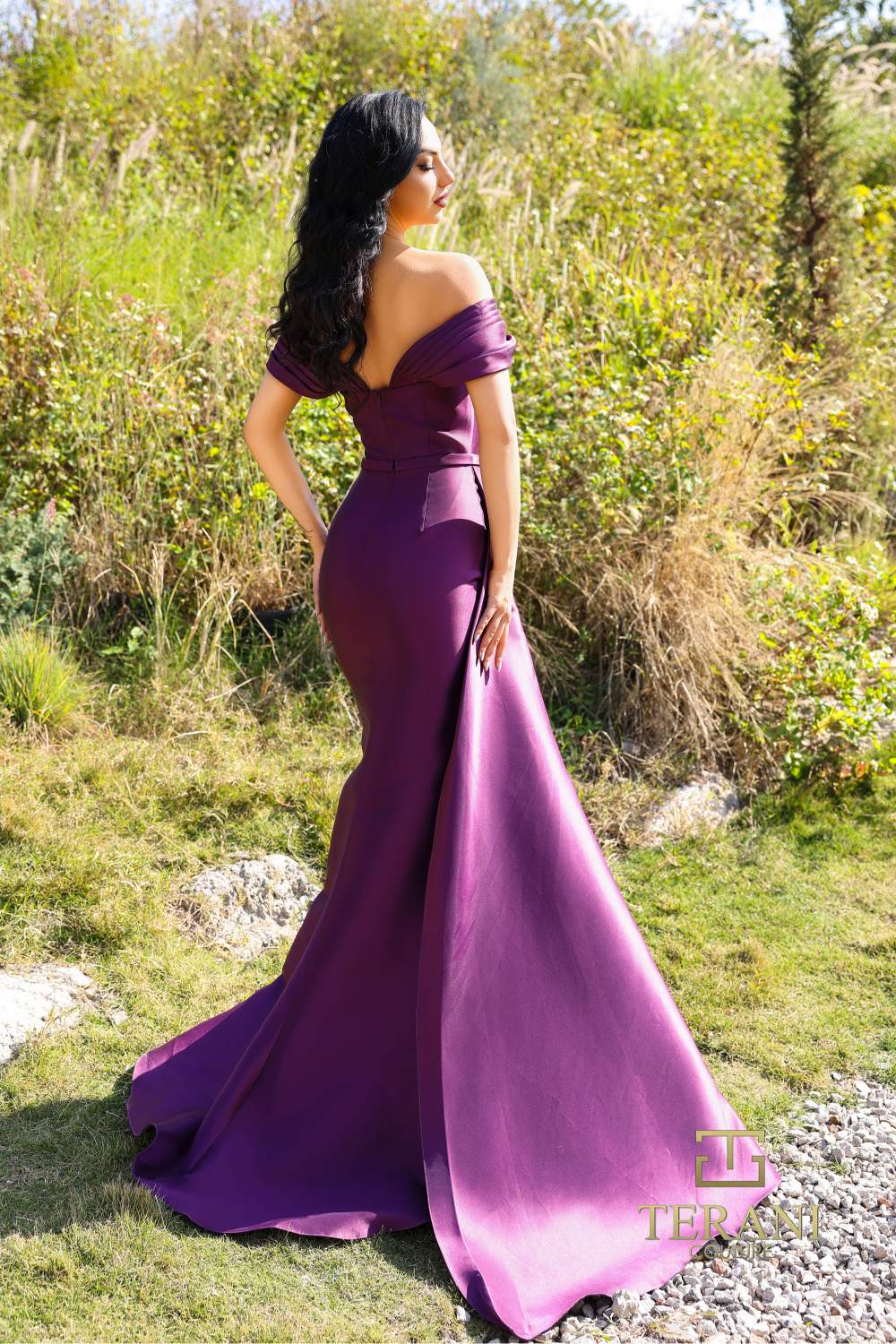 252M5342 – Side Train Long MOB Dress