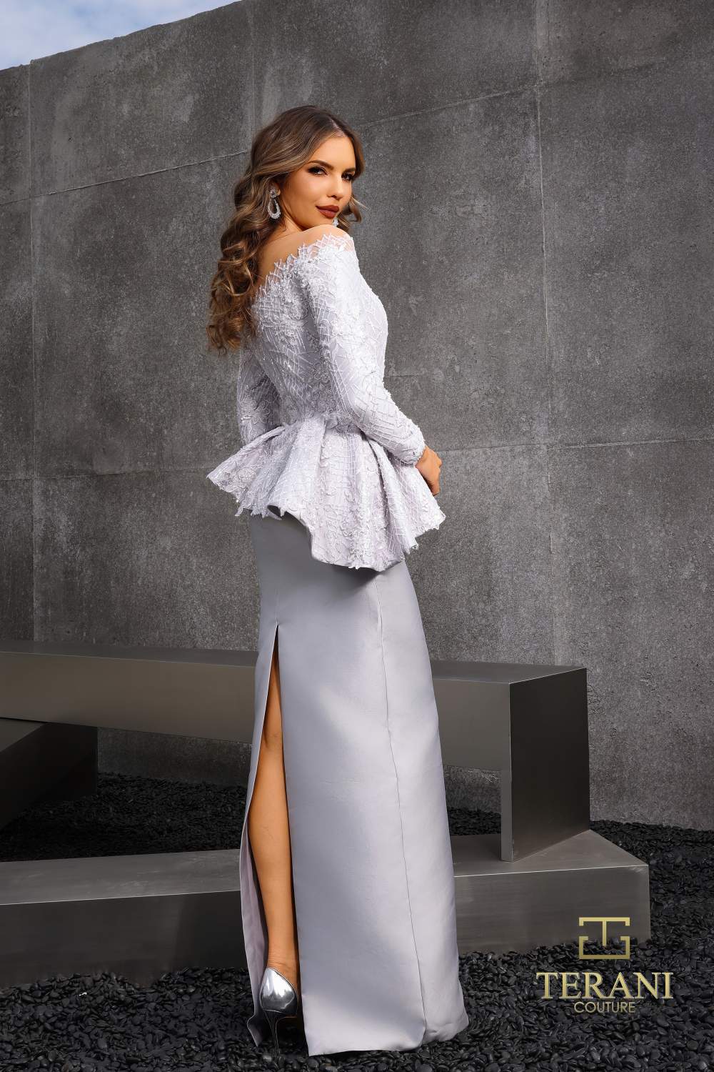 252M5352 – Peplum Skirt  Long MOB Dress
