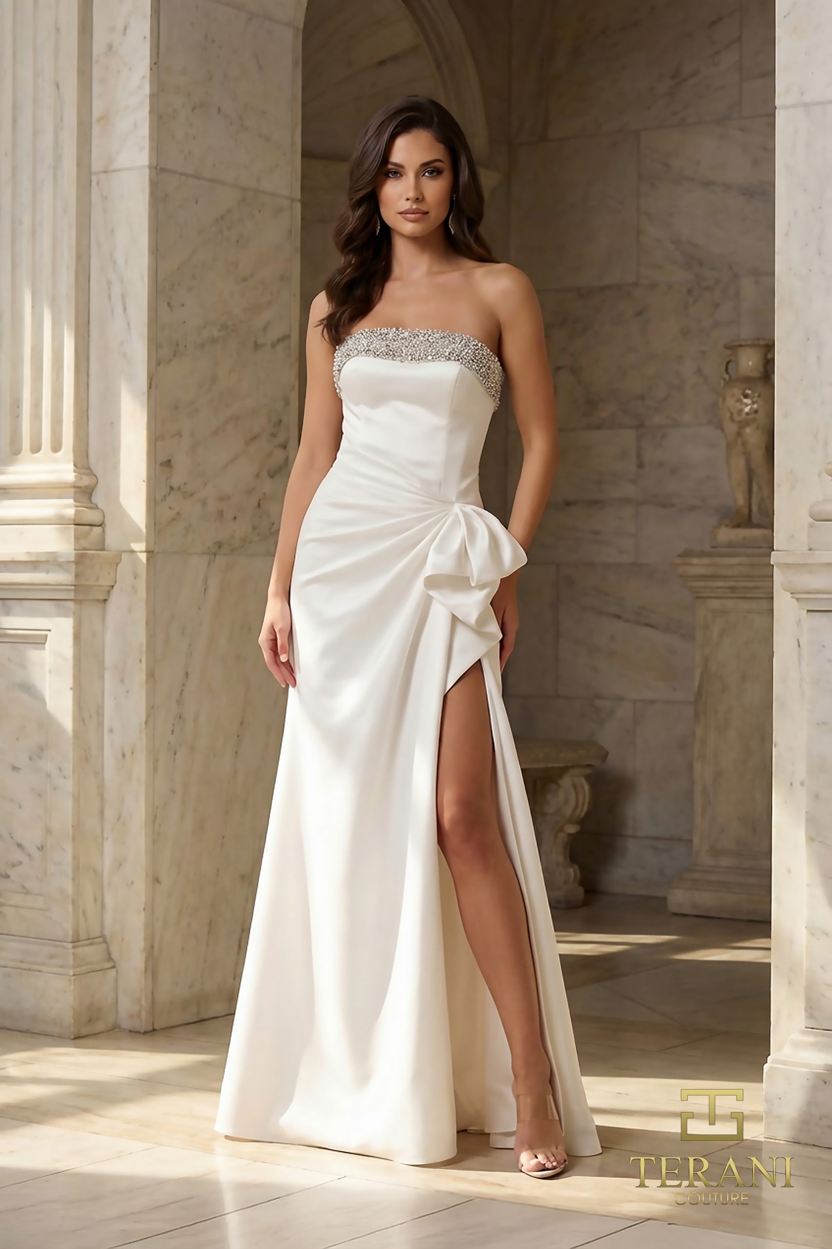 252E5131 Sleevless Stretch Mikado Trumpet Evening Dress