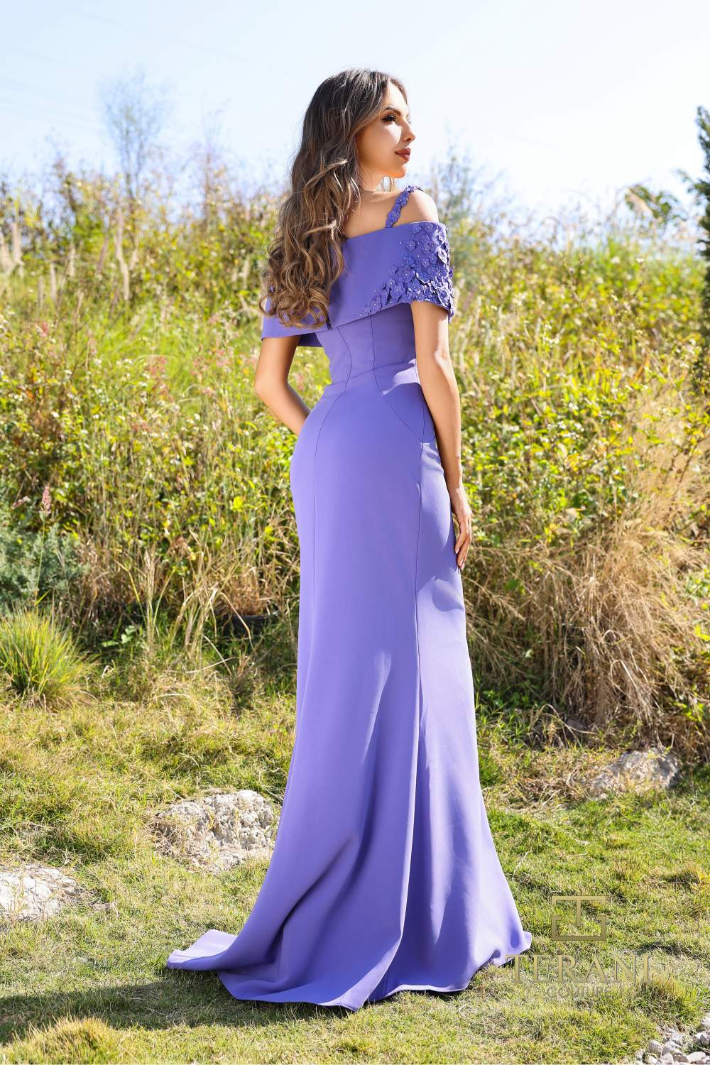 252M5347 – Cold Shoulder Long MOB Dress