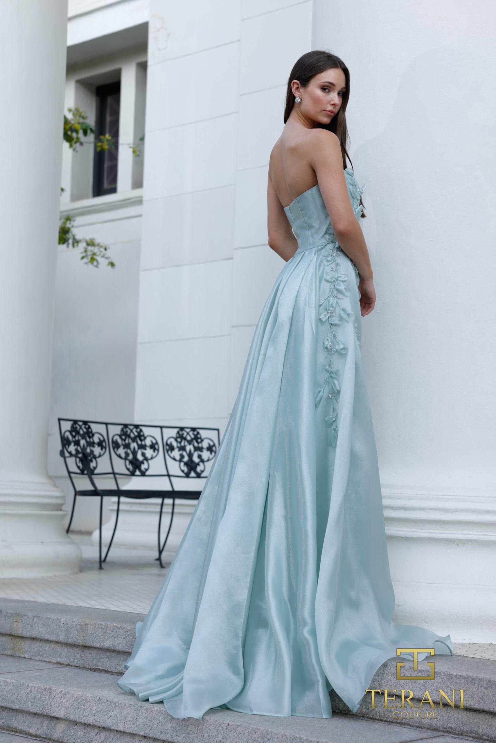 Straight Neck Crepe Back Satin A-Line Gown – 261E6195