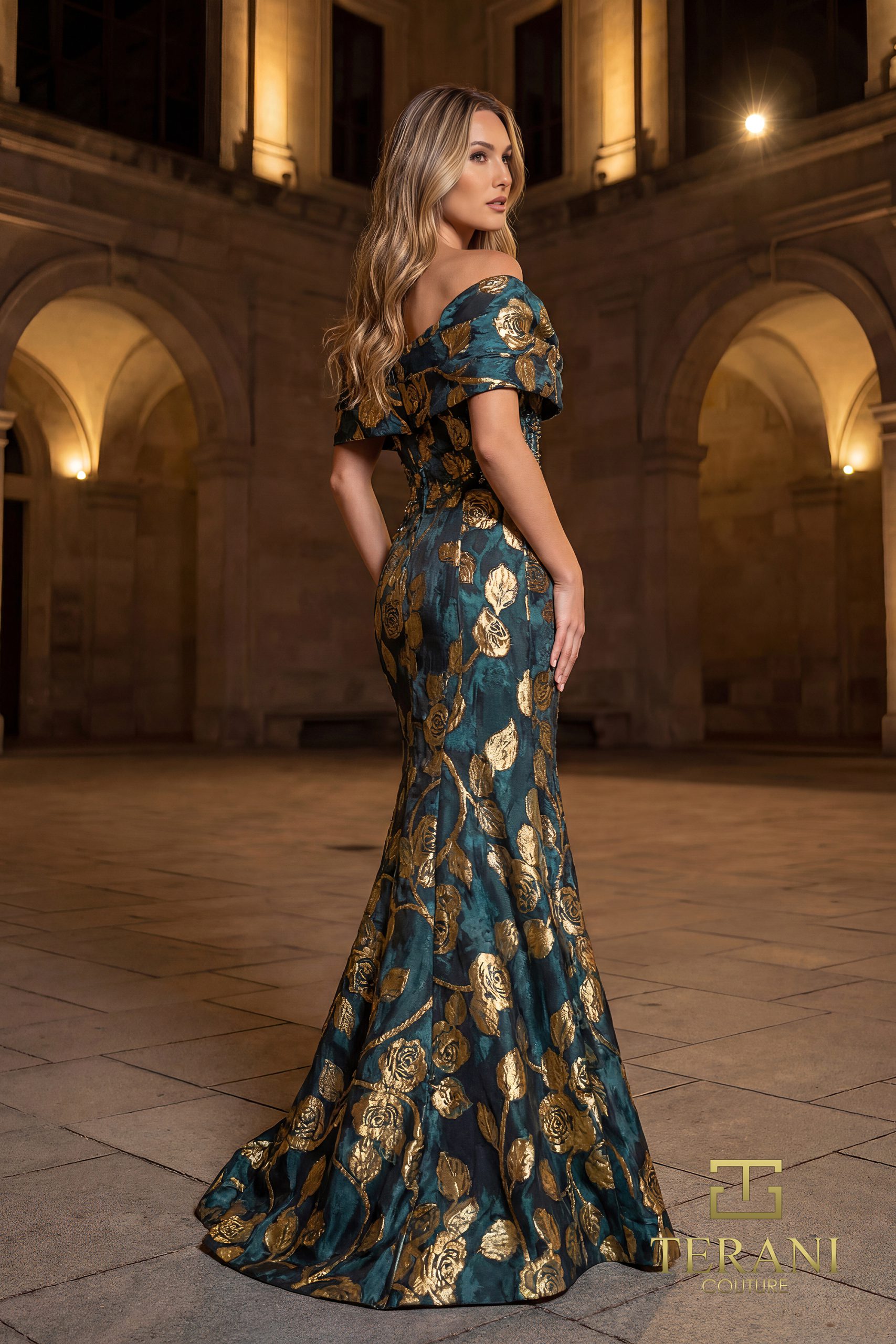 Off-Shoulder Jacquard Mermaid Gown – 261E6273