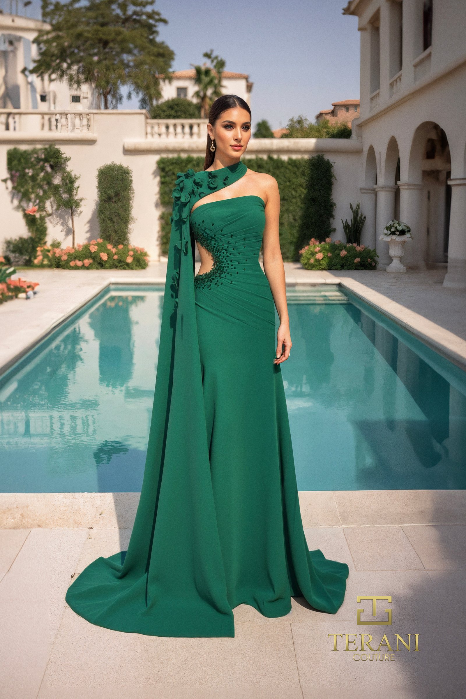 Straight Neck Crepe Fit & Flare Gown – 261E6702