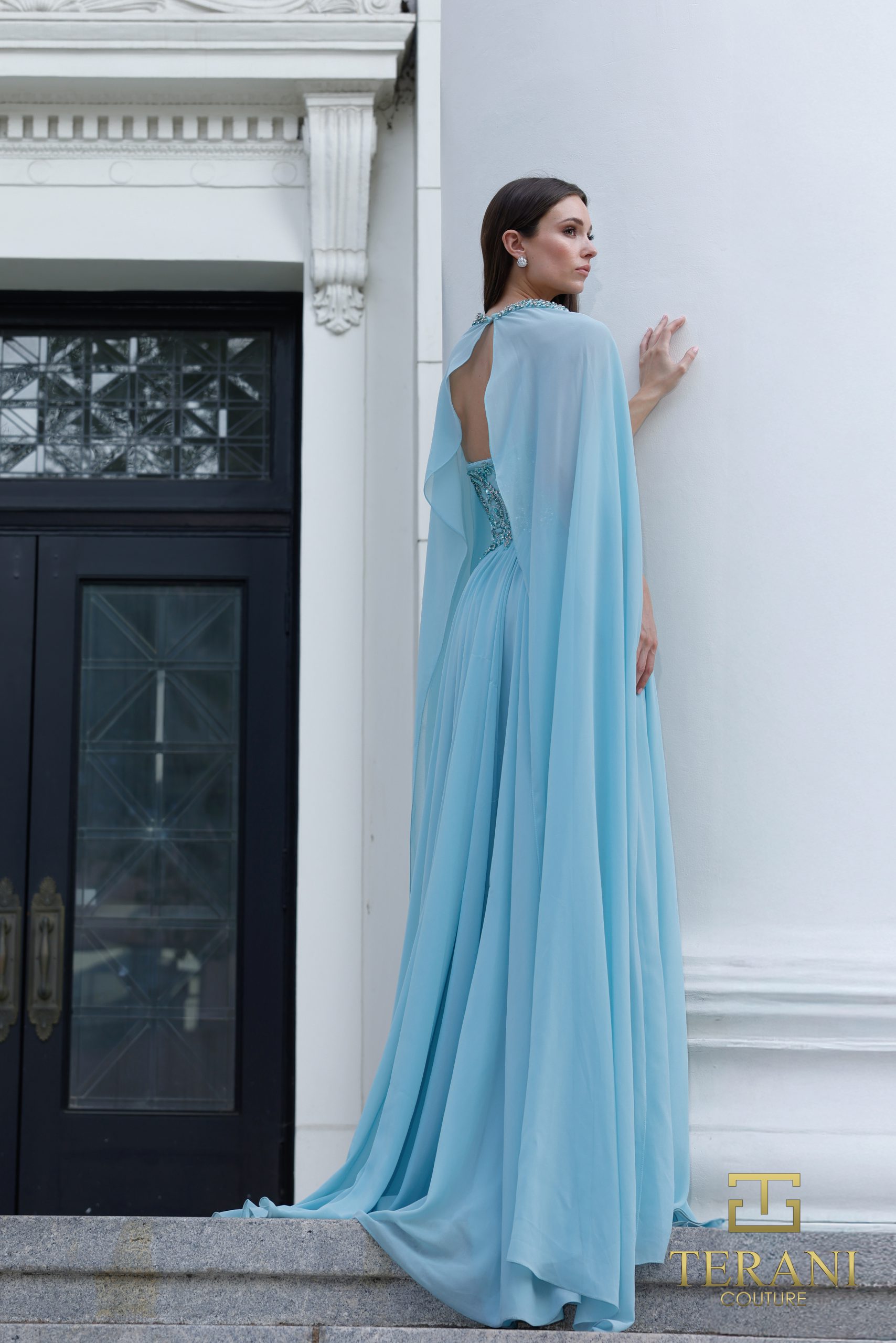 Sweetheart Chiffon A-Line Gown with Cape – 261M6402