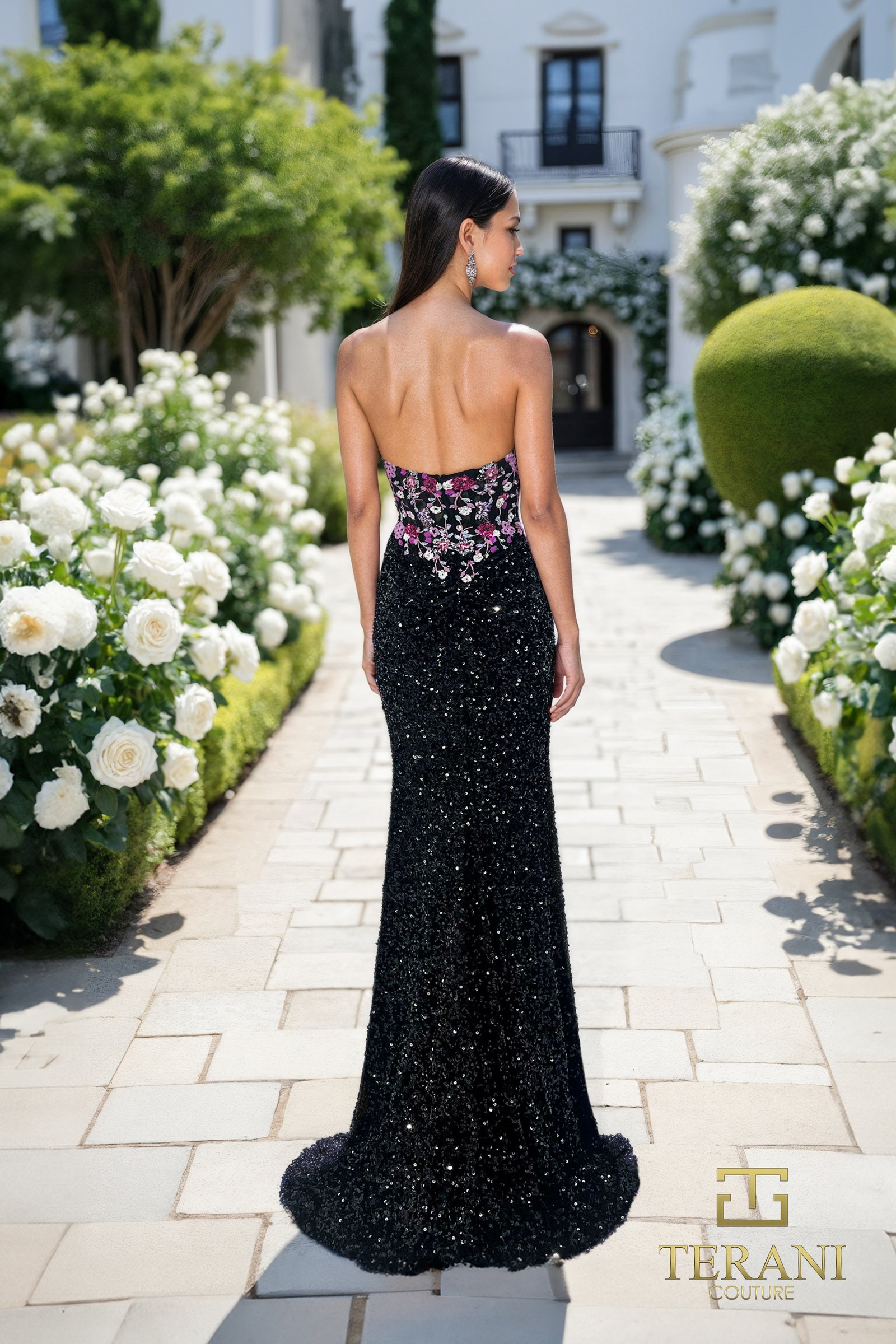 Sweetheart Beaded Tulle Sheath Gown with Slit – 261P6601
