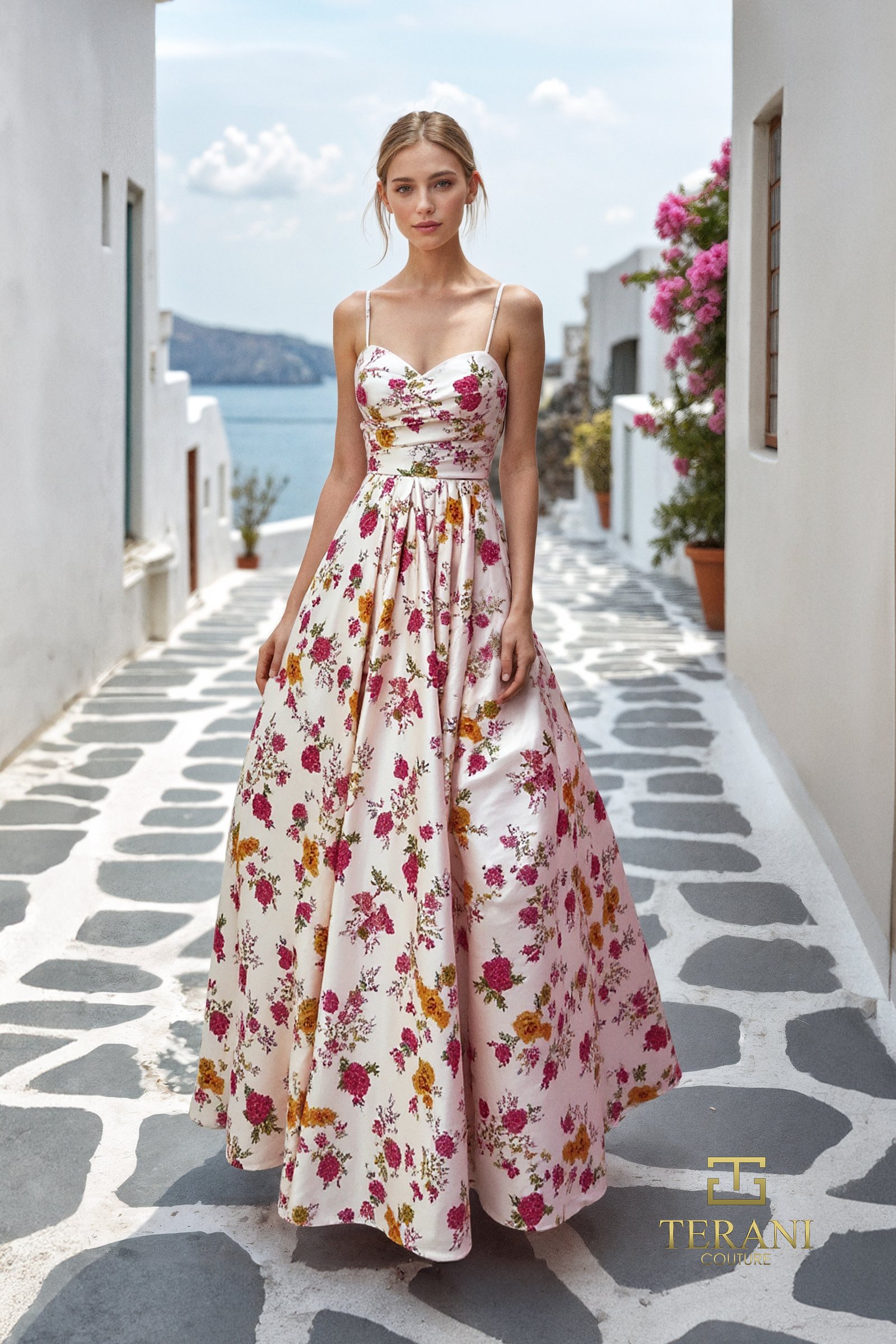 Sweetheart Printed Satin Ballgown - 261P6704