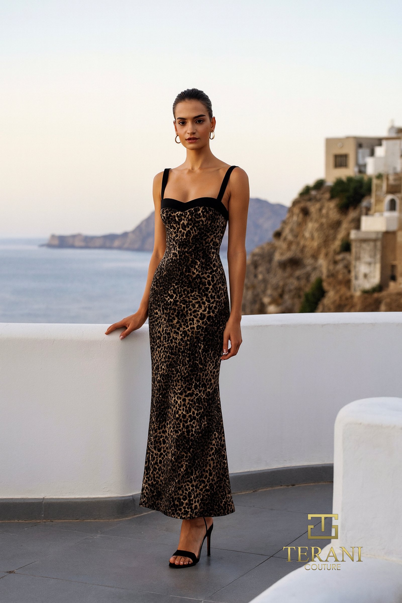 Sweetheart Animal Print Column Gown with Slit - 261C6509