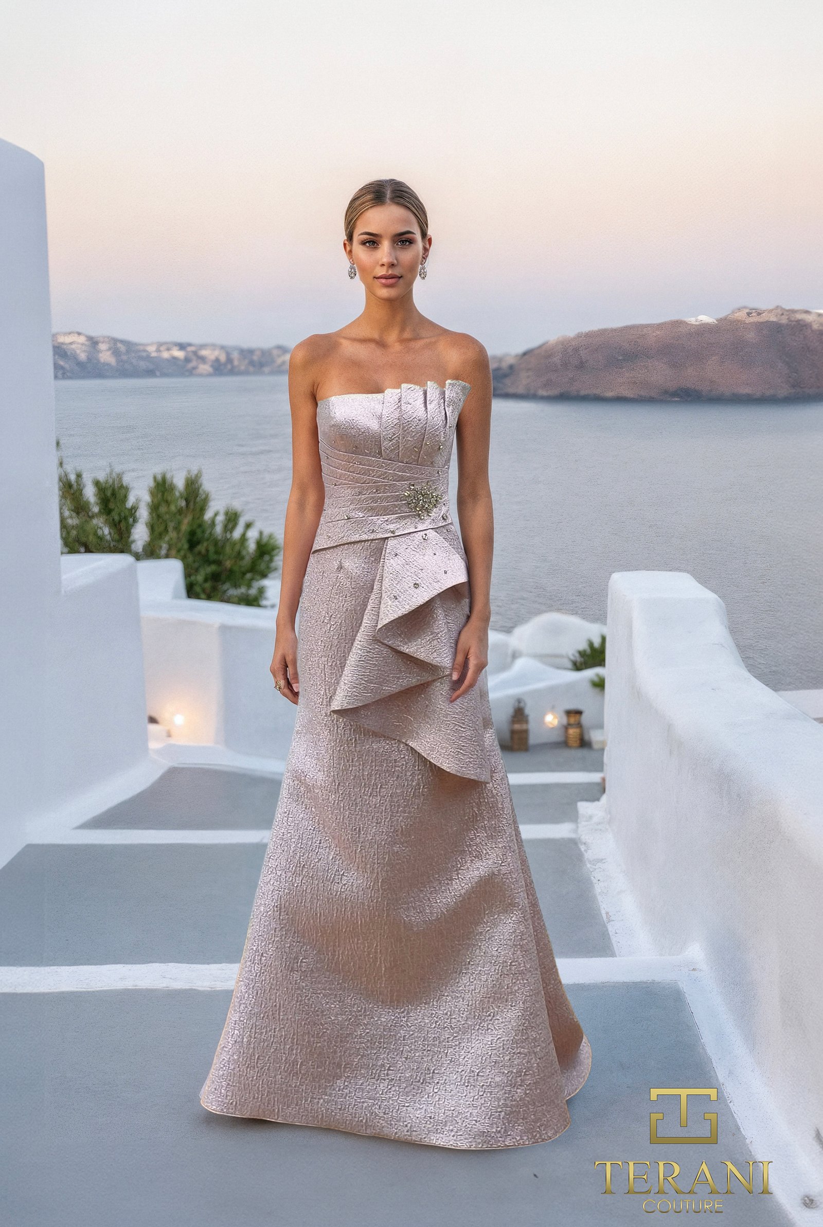 Straight Neck Jacquard Mermaid Gown - 261E6243