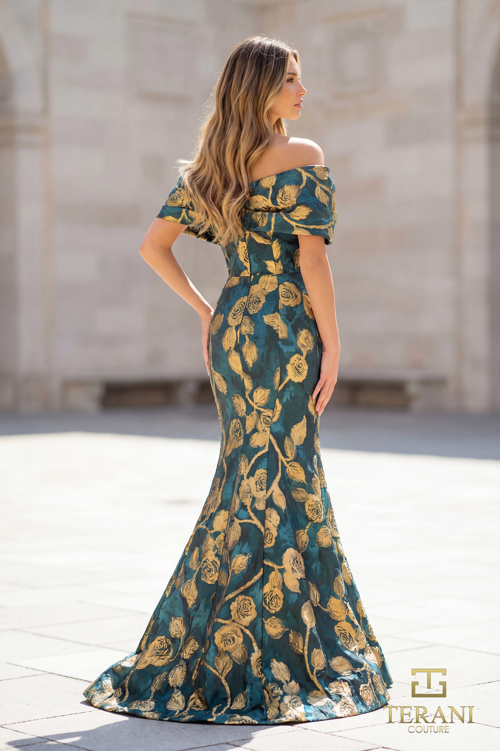 Off-Shoulder Jacquard Mermaid Gown – 261E6273