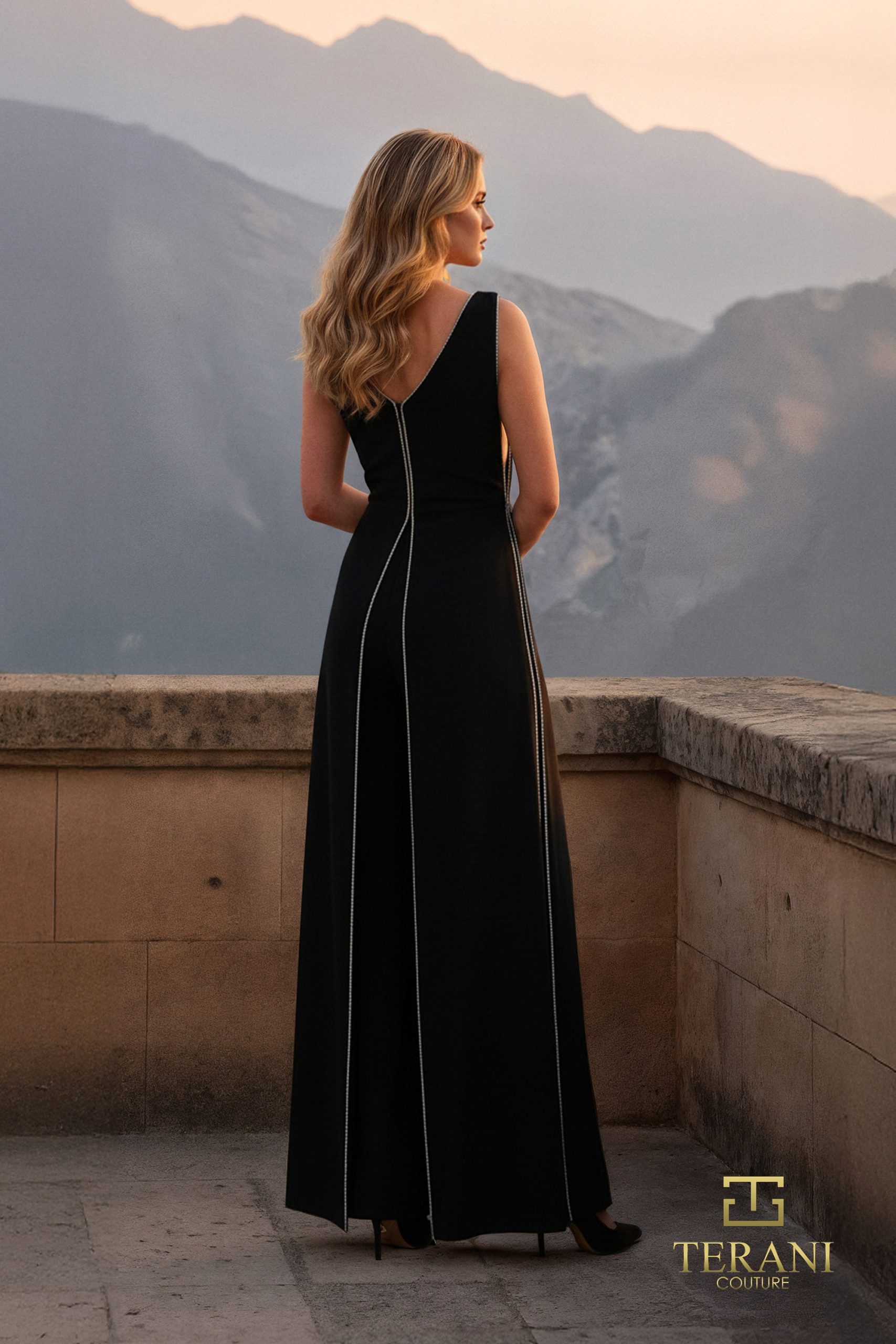 Deep V Crepe/Scuba Jumpsuit – 261E6743