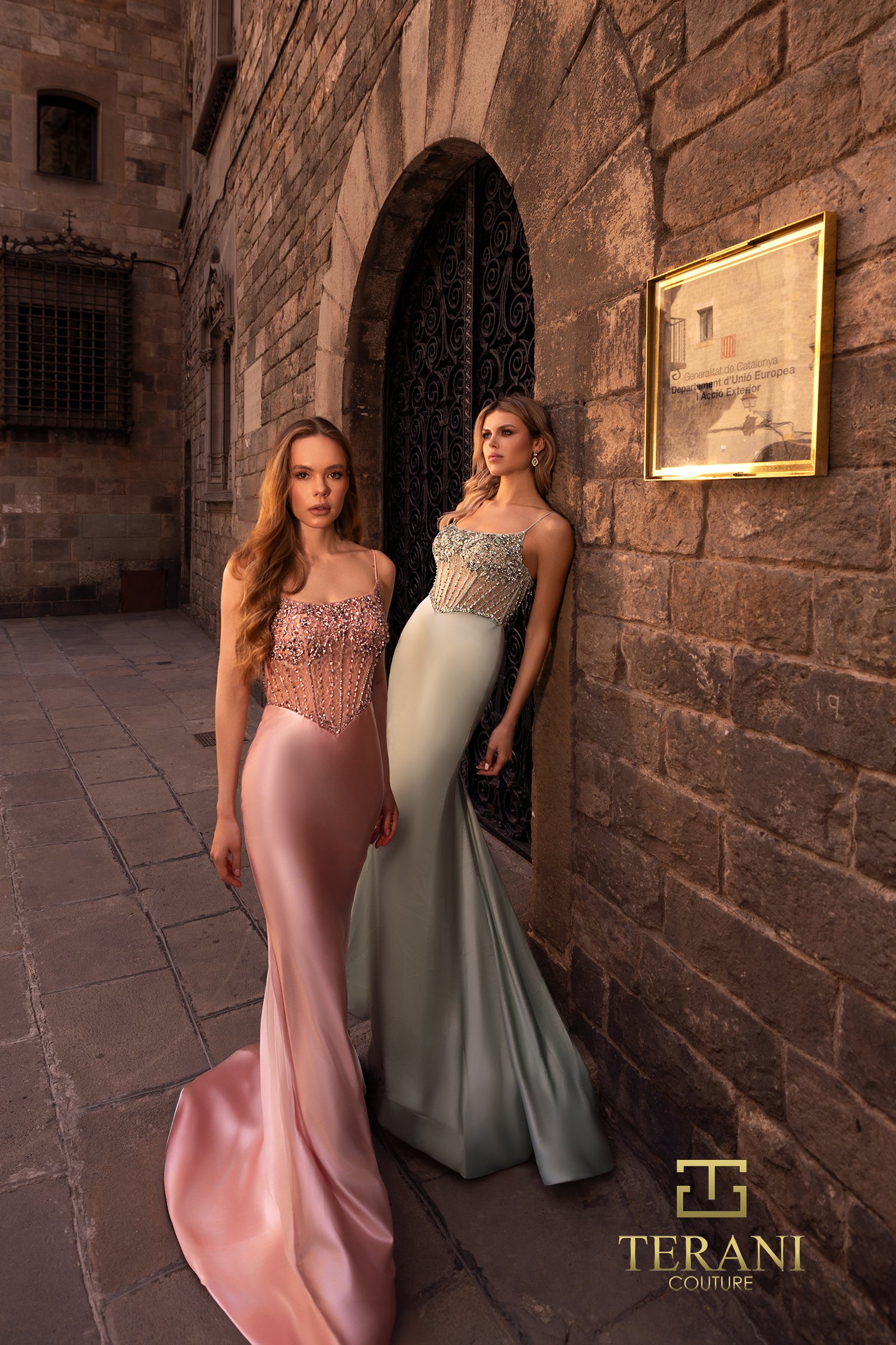 Straight Neck Satin Fit & Flare Gown - 261P6128