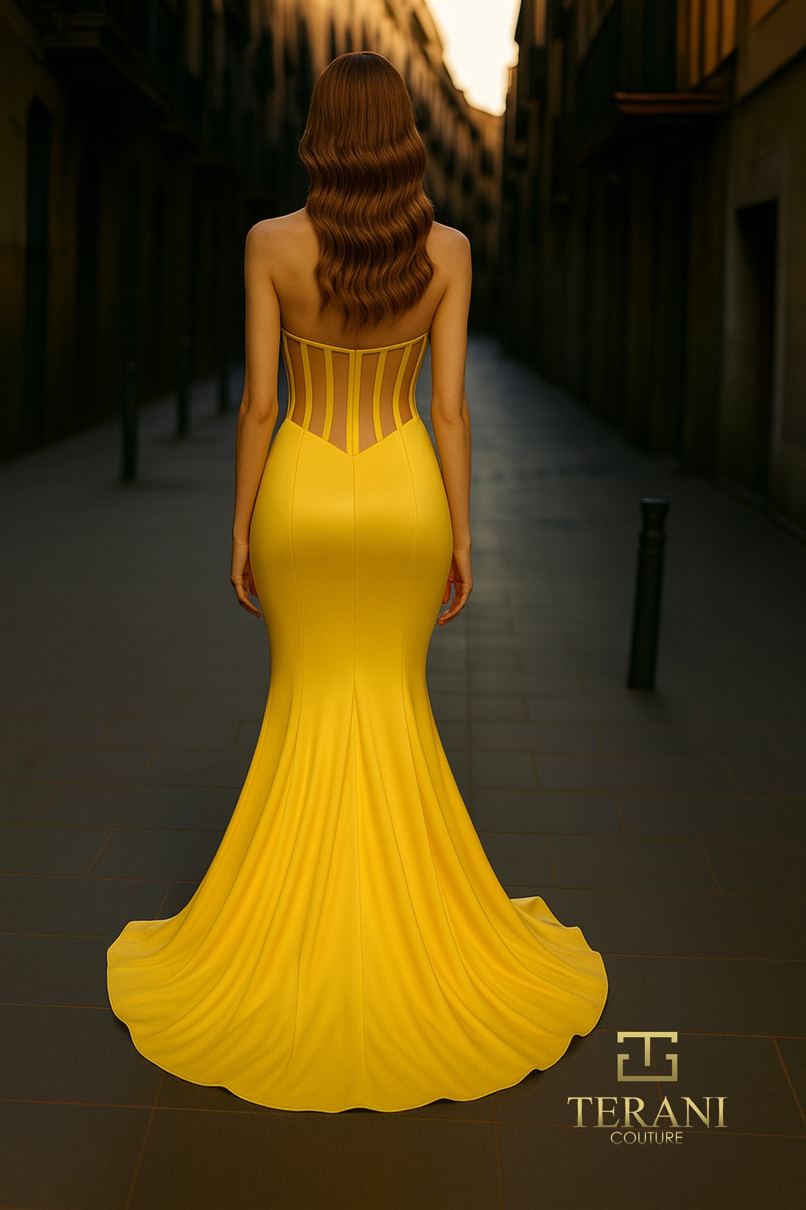 Halter Neck Slinky Jersey Corset Sheath Gown – 261P6137