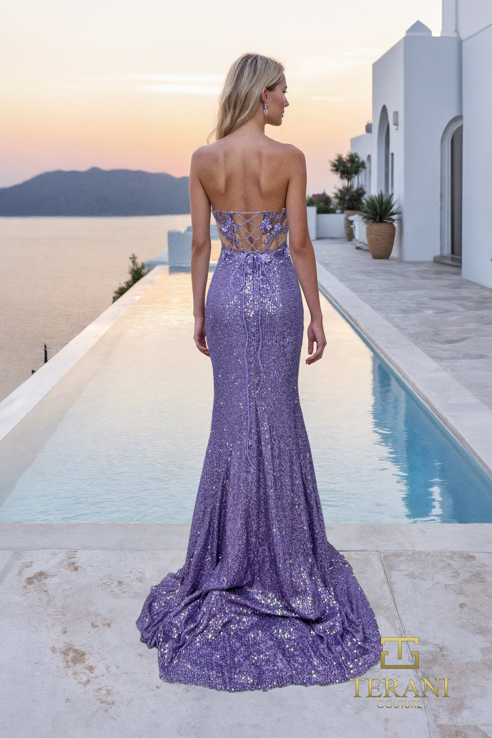 Deep Illusion Sweetheart Beaded Tulle Mermaid Gown with Slit – 261P6188