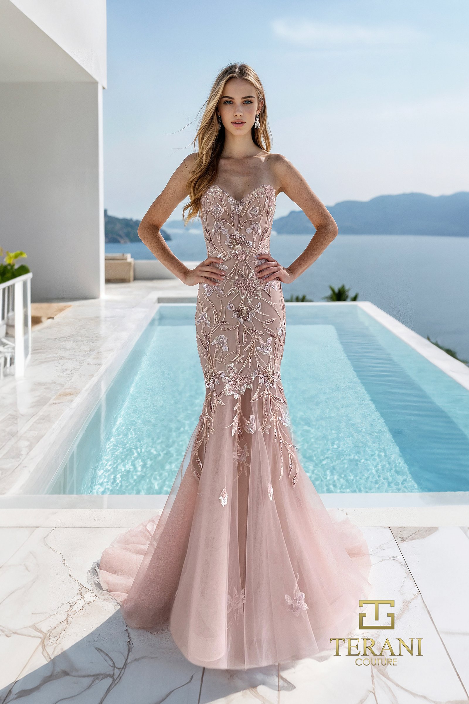 Sweetheart Embroidered Tulle Mermaid Gown – 261P6560