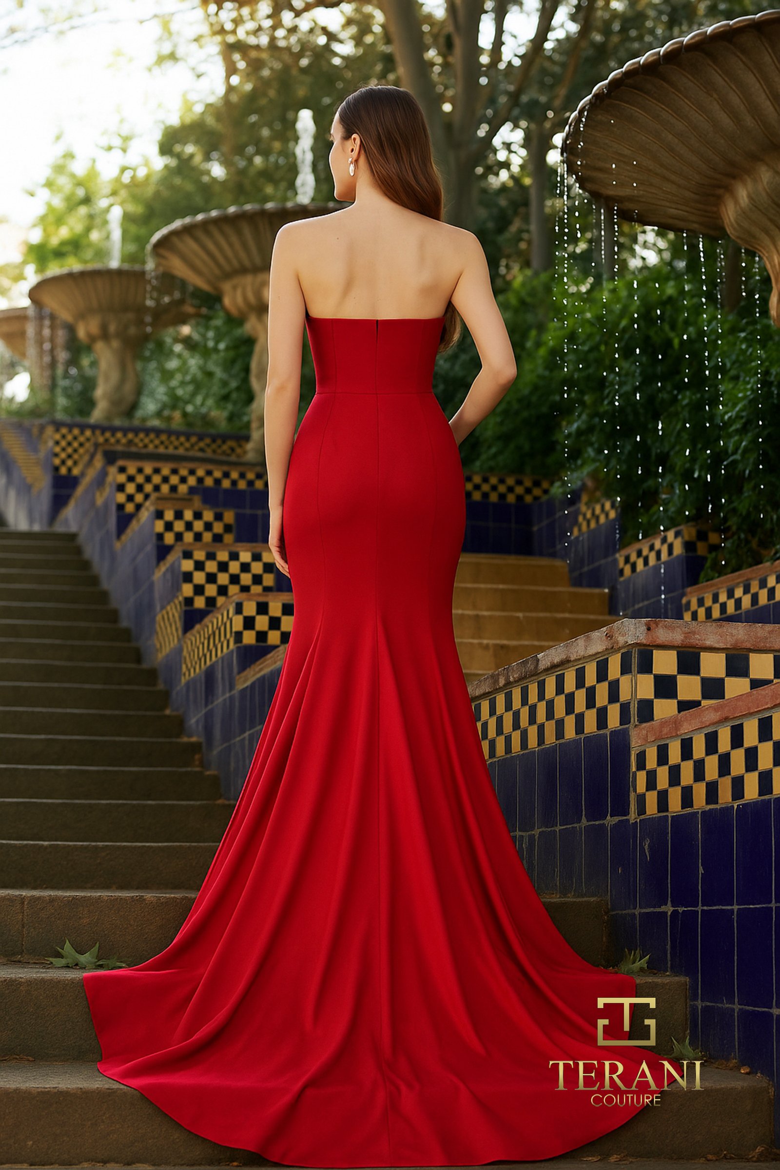 Low V-Neck Mikado Mermaid Gown with Slit – 261P6624
