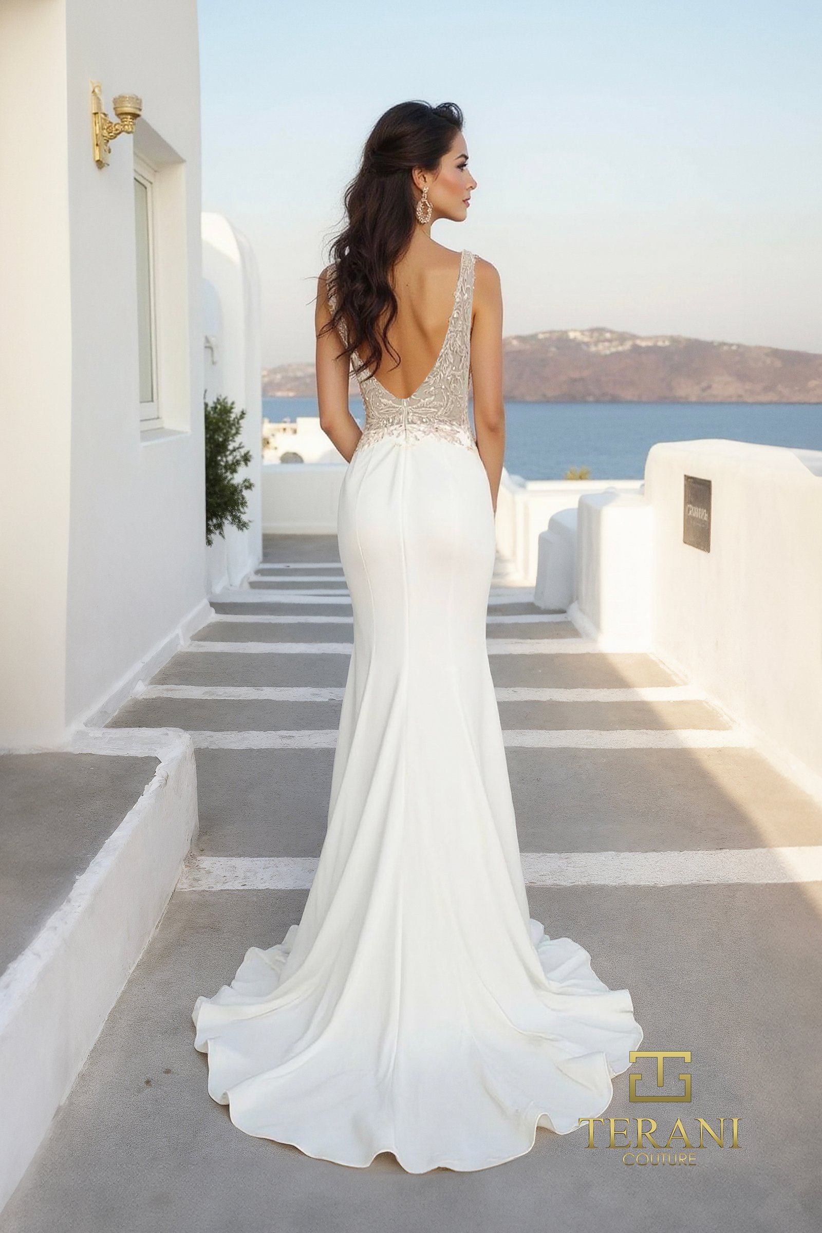 Deep V-Neck Jersey Sheath Gown – 261P6629