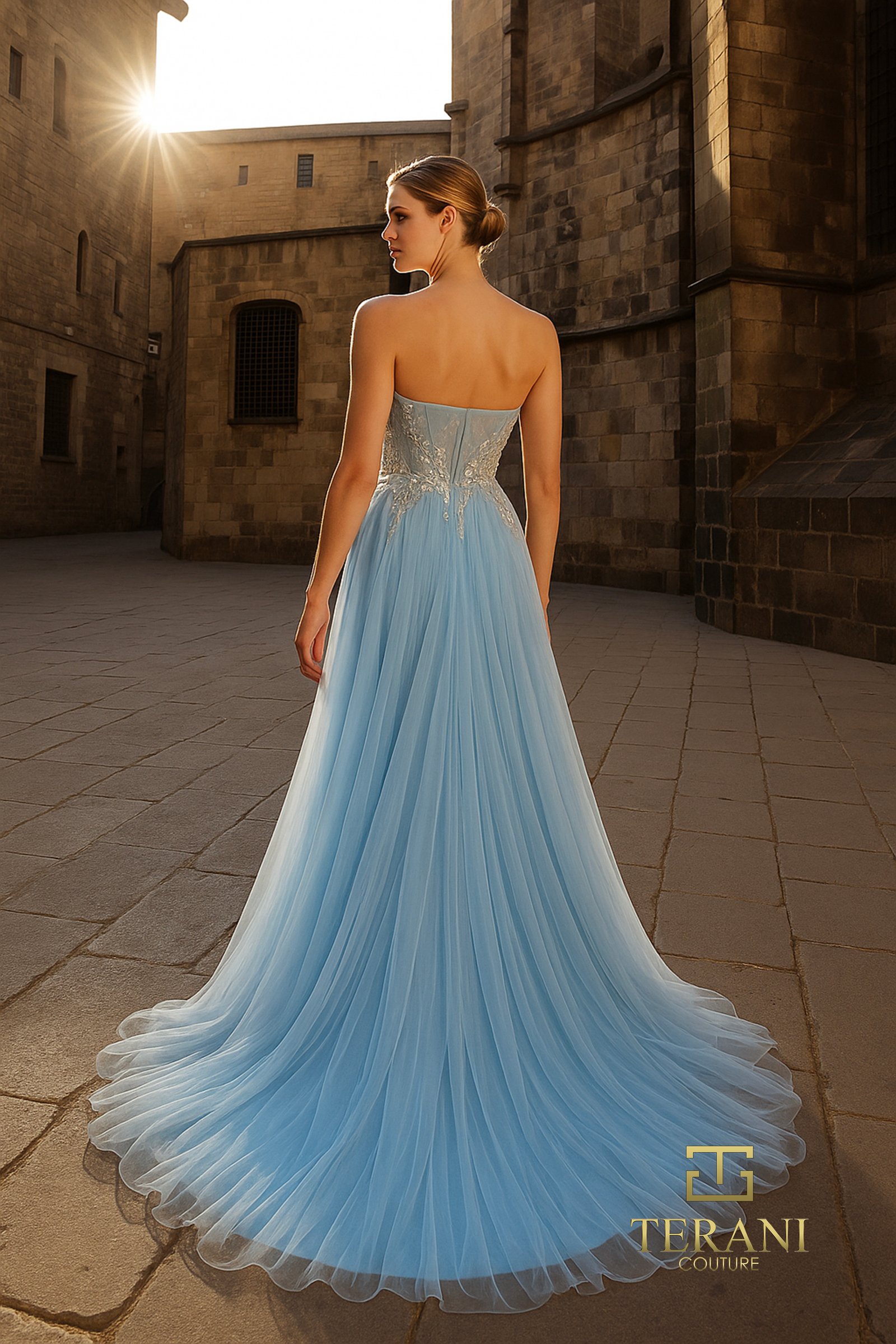 Illusion Sweetheart Mesh A-Line Gown with Slit – 261P6631