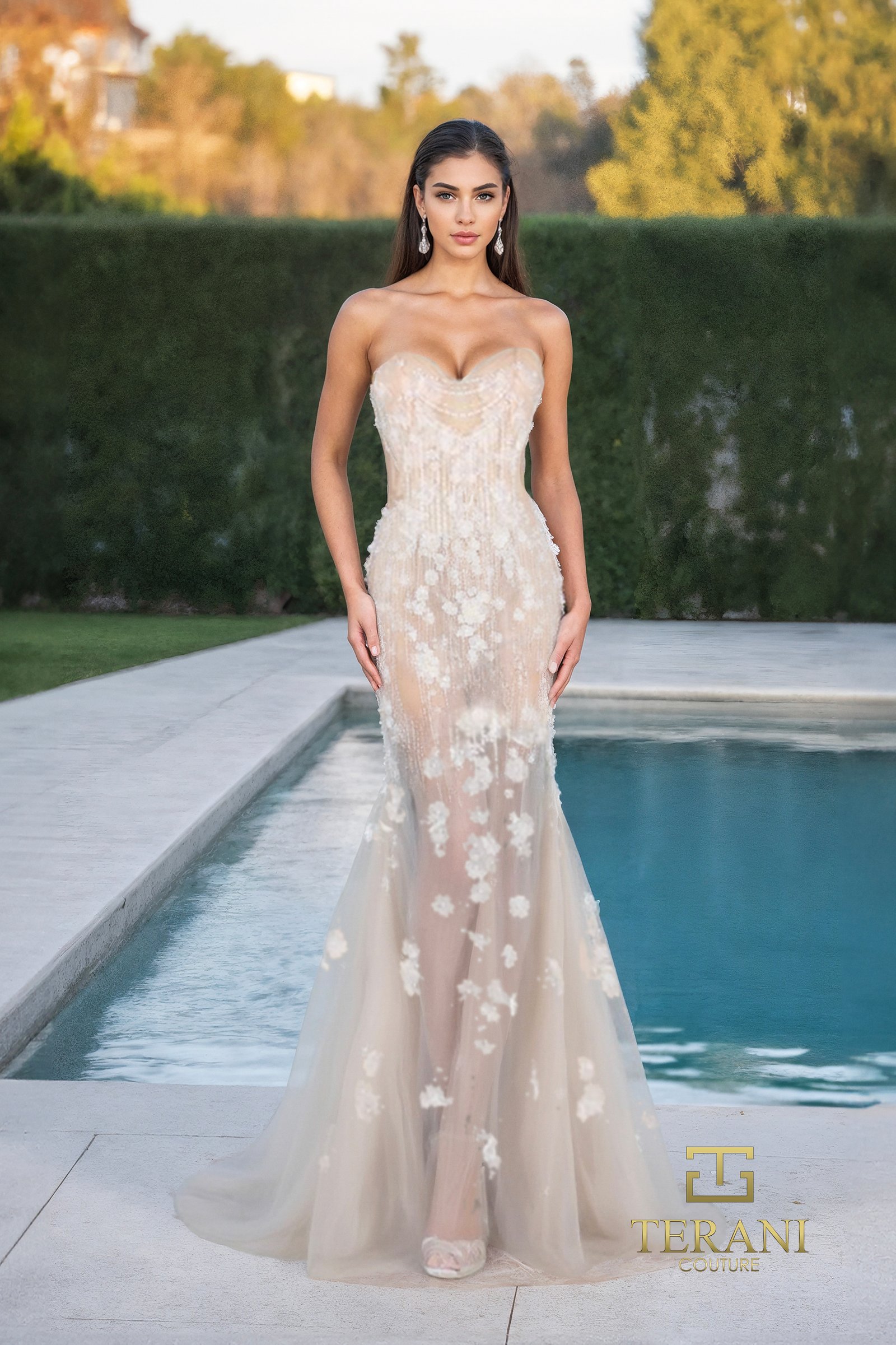 Sweetheart Tulle Mermaid Gown with 3D Embroidery – 261P6753