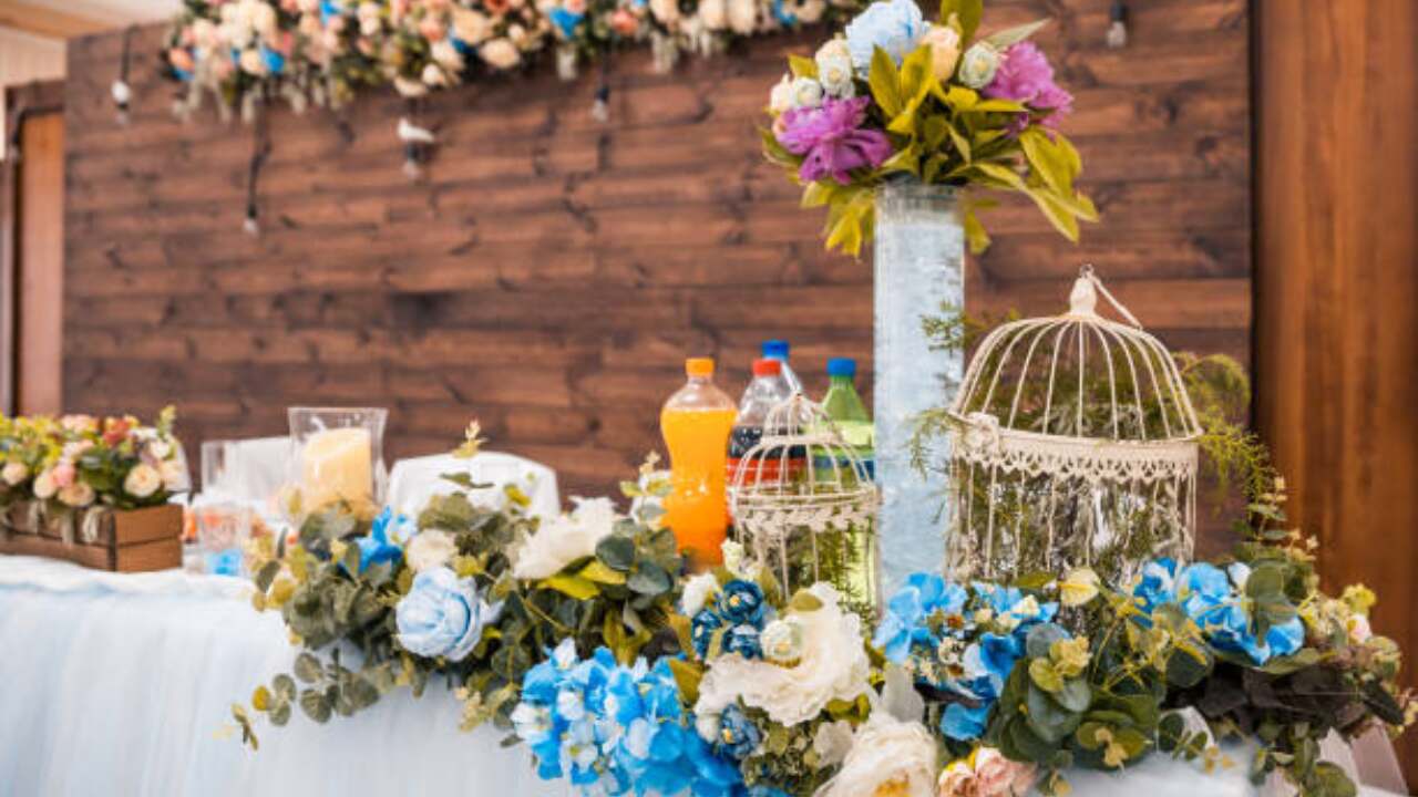 Carnival wedding with festive decor