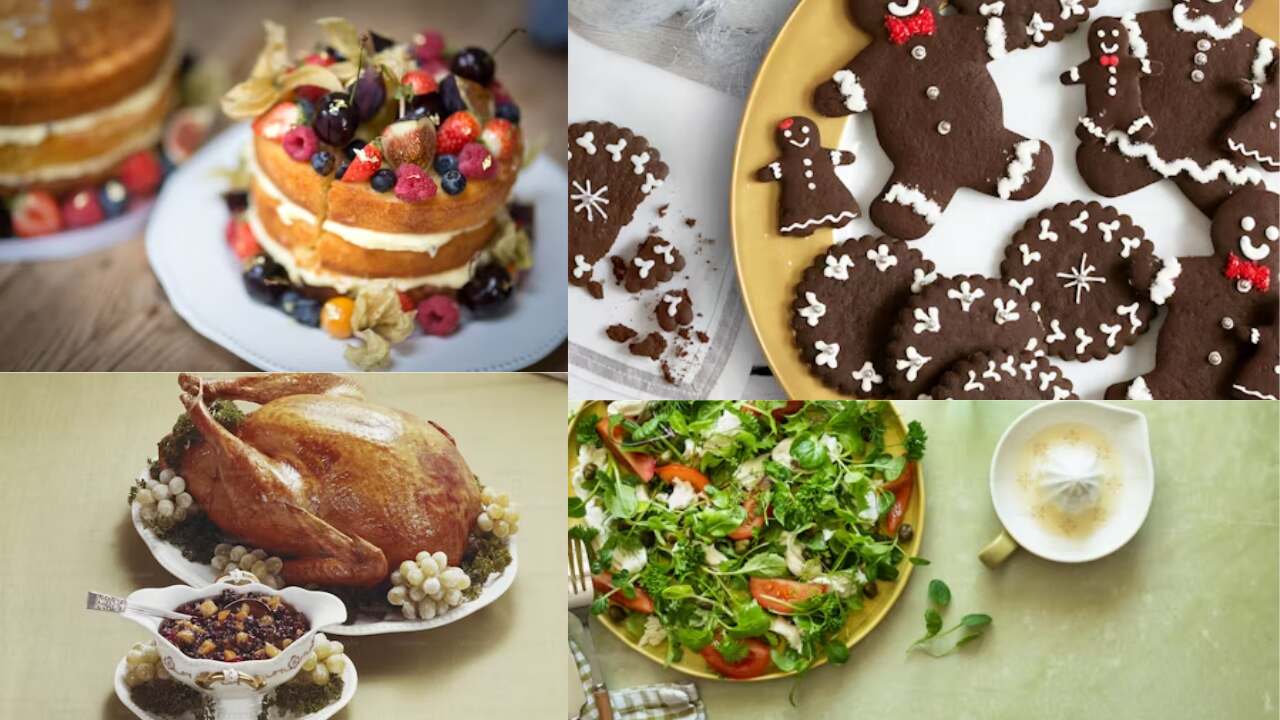 Delicious food and drinks for Christmas party