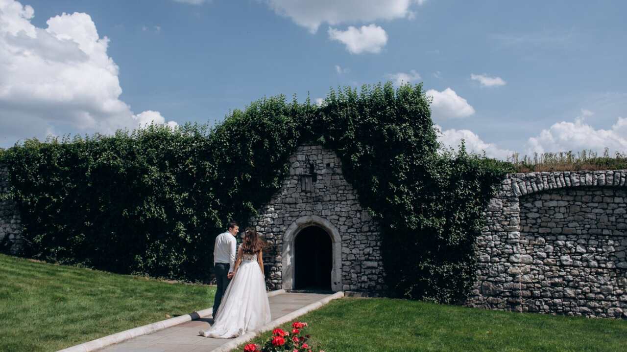 Destination wedding with scenic location