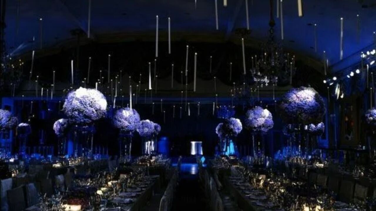 Starry night wedding with twinkling lights