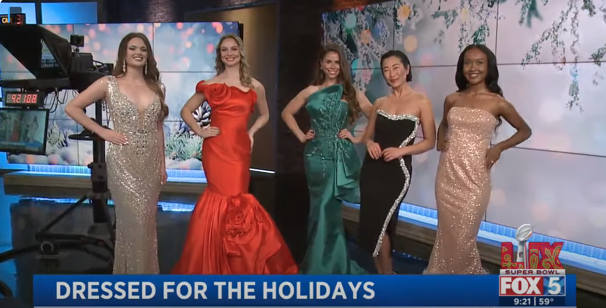 Read more about the article Sas Terani Lights Up Fox5 News with Highlights of Holiday Dresses